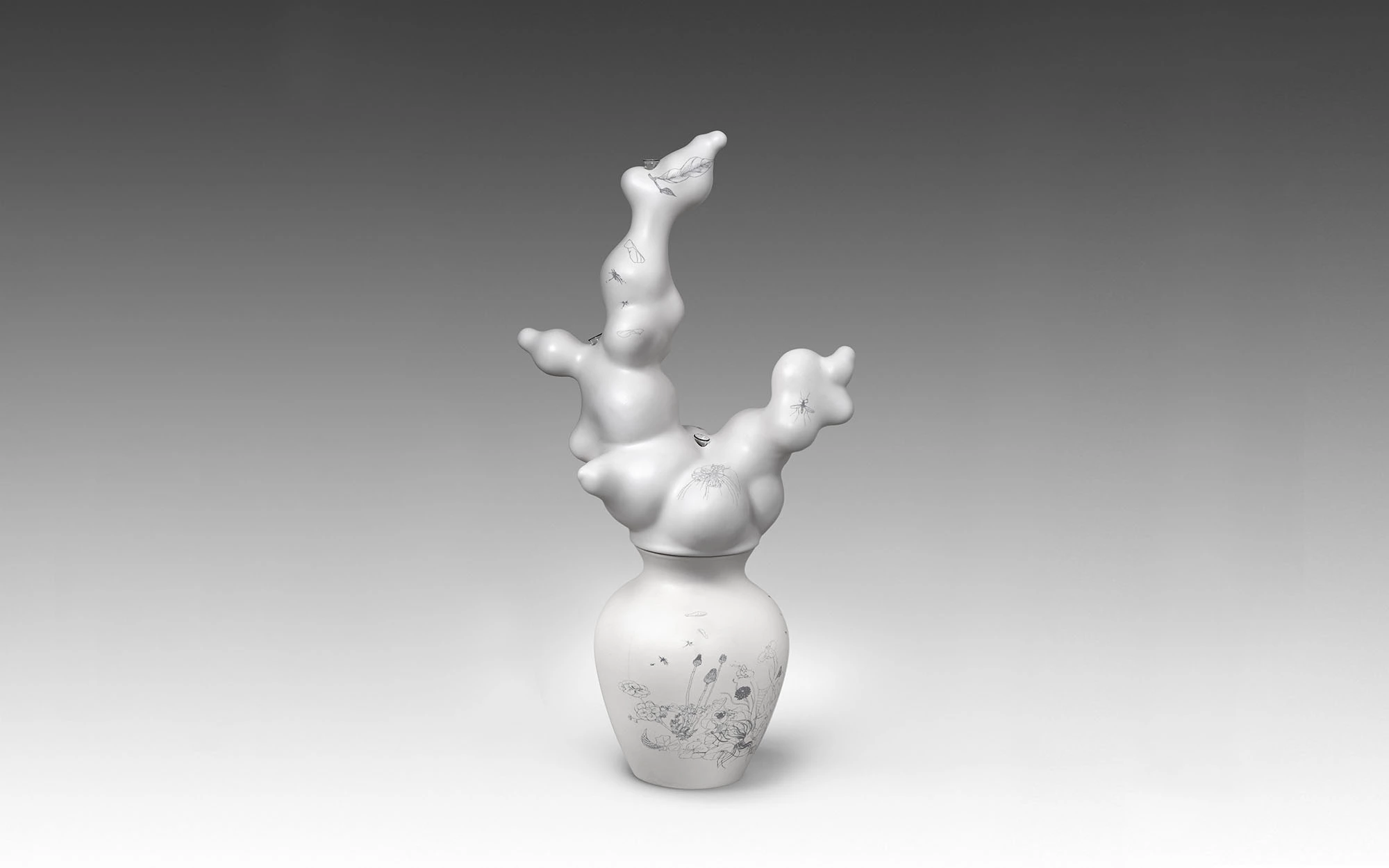 Blossom Vases (White damask - opened) - Studio Wieki Somers - Floor light - Galerie kreo